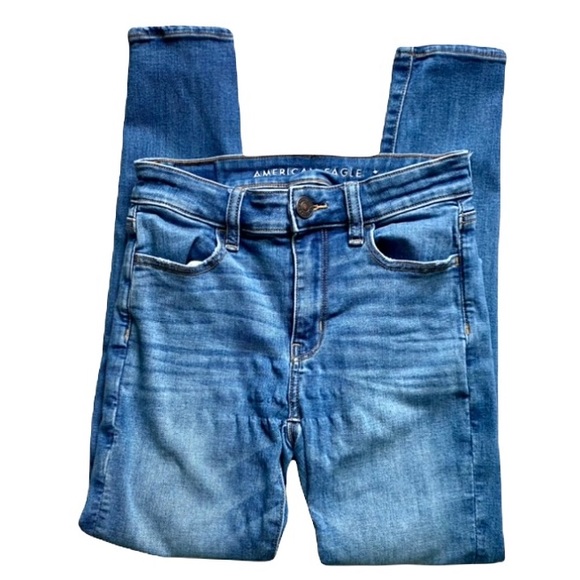American Eagle High Rise Jegging Crop - Medium Blue Wash - Womens size 0 regular - Picture 3 of 12